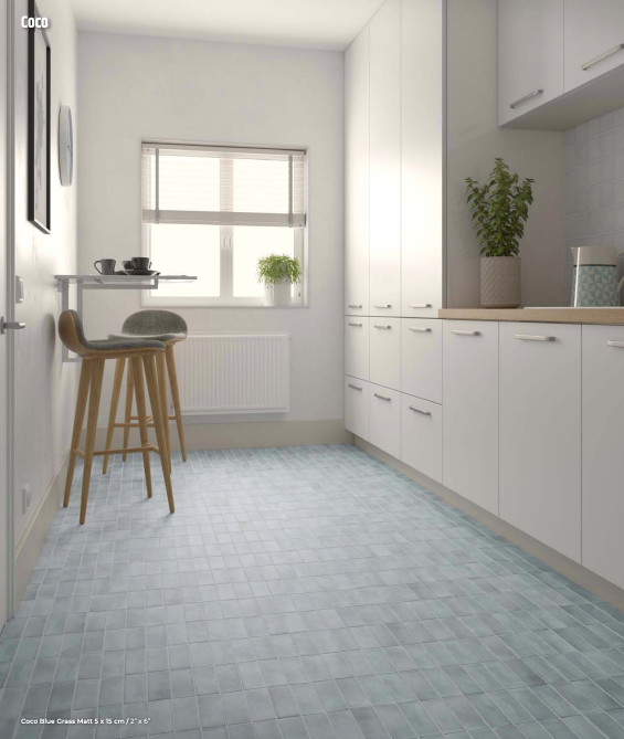 EQUIPE COCO 2x6 Porcelain Subway Tile MATTE BLUE GRASS