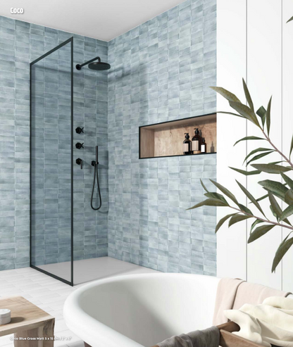 EQUIPE COCO 2x6 Porcelain Subway Tile MATTE BLUE GRASS