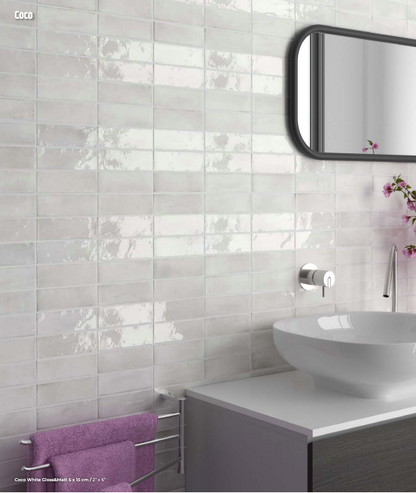 EQUIPE COCO 2x6 Porcelain Subway Tile GLOSS WHITE