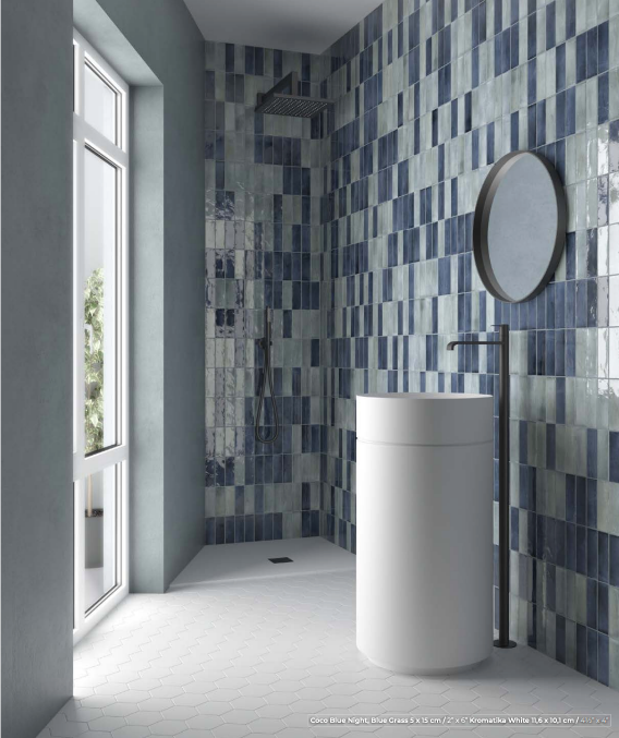 EQUIPE COCO 2x6 Porcelain Subway Tile GLOSS BLUE NIGHT