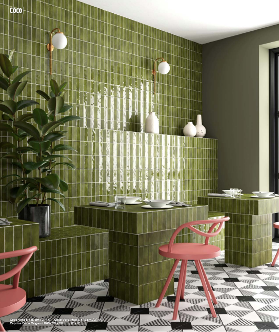 EQUIPE COCO 2x6 Porcelain Subway Tile GLOSS VERDE