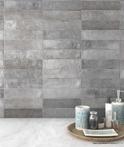 EQUIPE TRIBECA 2.5x10 Porcelain Subway Tile  GRAY WHISPER